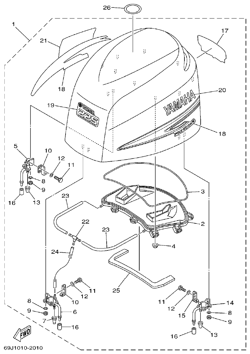 Yamaha A1 TOP COWLING parts diagram